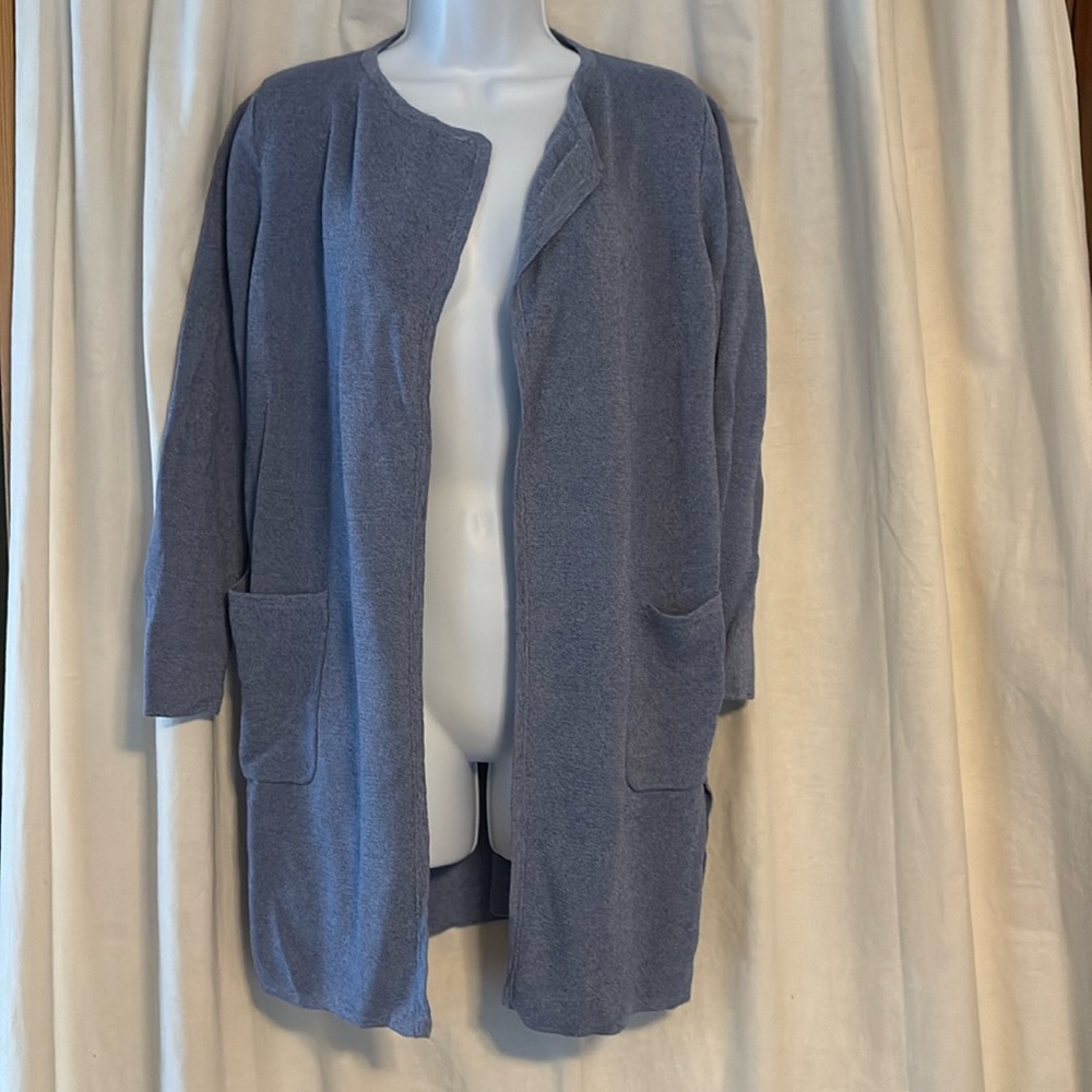 J. Crew Juliette Cardigan Sweater Blue Violet Linen Blend Collarless